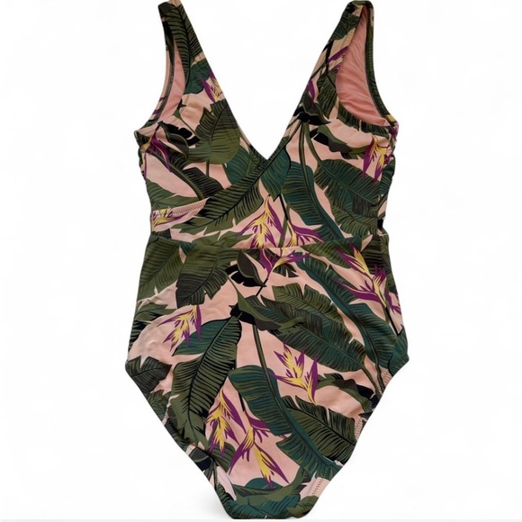 Lands' End green and pink tropical print one-piece swimsuit. Size 4 - Picture 3 of 6